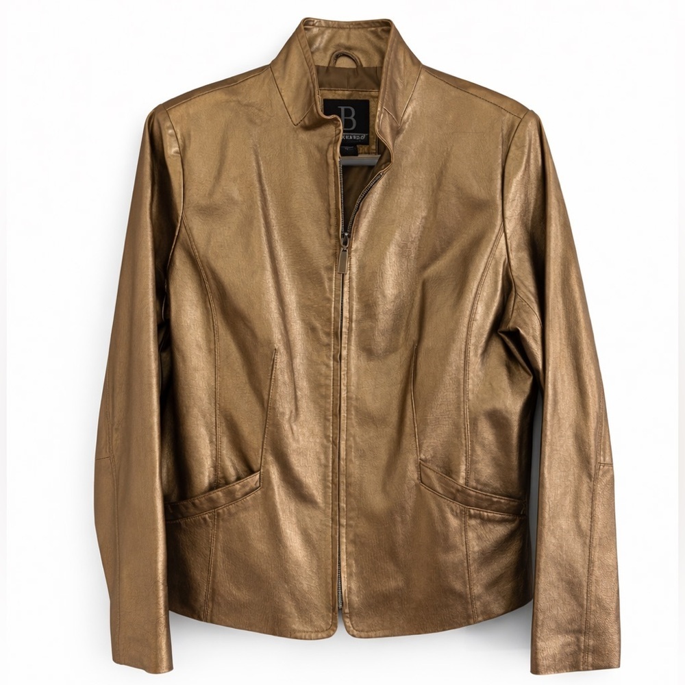 By Bernardo Genuine Leather Bronze Zip Front Jacket Size L